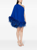 Taller Marmo Pre Piccolo Ubud One Shoulder Feather Trimmed Crepe Mini Dress