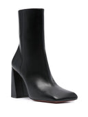 Amina Muaddi Leather Heel Ankle Boots