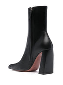 Amina Muaddi Leather Heel Ankle Boots