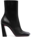 Amina Muaddi Leather Heel Ankle Boots