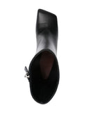 Amina Muaddi Leather Heel Ankle Boots