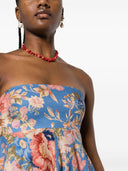 Zimmermann Floral Stampa Linen Bandeau Midi Abito