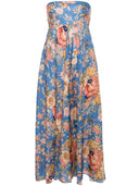 Zimmermann Floral Stampa Linen Bandeau Midi Abito