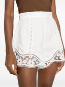Zimmermann Lace Trimmed Linen Shorts