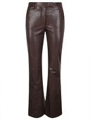 True Royal Faux Leather Flared Trousers