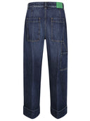Jeans di cotone in denim a gamba larga veneta Bottega