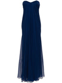 Alexander Mc Queen Draped Bustier Chiffon Long Dress