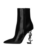 Saint Laurent Opyum Leather Heel Ankle Boots