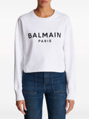 Balmain Logo Organic Cotton Cropped Sweatshirt