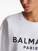 Balmain Logo Organic Cotton Cropped Sweatshirt