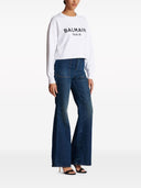 Balmain Logo Organic Cotton Cropped Sweatshirt