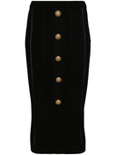 Balmain Buttoned Knitted Midi Pencil Skirt