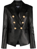 Blazer in pelle a doppio petto di Balmain