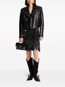 Balmain Buttoned Fringed Tweed Short Skirt