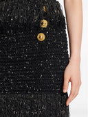 Balmain Buttoned Fringed Tweed Short Skirt