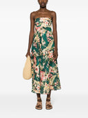 Zimmermann Floral Stampa Linen Bandeau Midi Abito