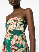 Zimmermann Floral Stampa Linen Bandeau Midi Abito