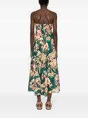 Zimmermann Floral Stampa Linen Bandeau Midi Abito