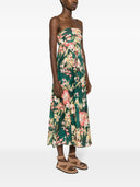 Zimmermann Floral Stampa Linen Bandeau Midi Abito