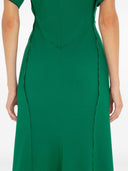 Victoria Beckham Gathered V Neck Midi Dress