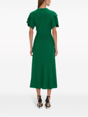 Victoria Beckham Gathered V Neck Midi Dress
