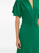 Victoria Beckham Gathered V Neck Midi Dress