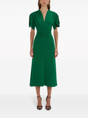 Victoria Beckham Gathered V Neck Midi Dress