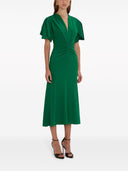 Victoria Beckham Gathered V Neck Midi Dress