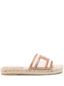 Tod's Rafia And Leather Flat Sandals