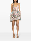 Zimmermann Floral Stampa in lino e miscela di seta Mini abito drappeggiato