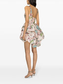 Zimmermann Floral Stampa in lino e miscela di seta Mini abito drappeggiato