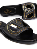 Valentino Garavani V Logo Cut Out Leather Sandals
