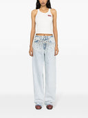 Alessandra Rich Logo Ribbed Cotton Tank Top