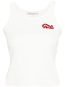 Alessandra Rich Logo Ribbed Cotton Tank Top