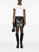 Blumarine Logo Ribbed Cotton Cropped T Shirt