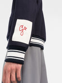 Chaqueta de bombardero de mezcla de lana de ganso dorado