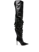 Amina Muaddi High High Leather Heel Boots