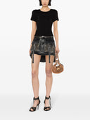 Blumarine Logo Ribbed Cotton Cropped T Shirt