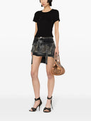 Blumarine Logo Ribbed Cotton Cropped T Shirt