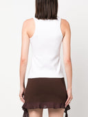 Blumarine Logo Ribbed Cotton Tank Top