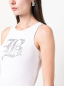 Blumarine Logo Ribbed Cotton Tank Top