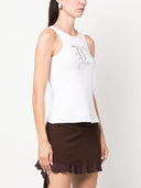 Blumarine Logo Ribbed Cotton Tank Top