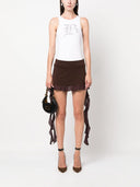 Blumarine Logo Ribbed Cotton Tank Top