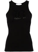 Blumarine Logo Ribbed Cotton Tank Top