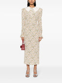 Alessandra Rich Flower Print Silk lange jurk