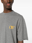 Off White Printed Cotton T Shirt