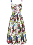 Dolce & Gabbana Blumendruck Midi Baumwollkleid