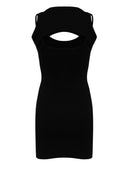 Off White Logo Cotton Ribbed Mini Dress