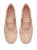 Valentino Garavani Toile Iconographe Ballet Flat With Crystals