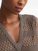 Brunello Cucinelli Crepe De Chine Net Embroidered Top